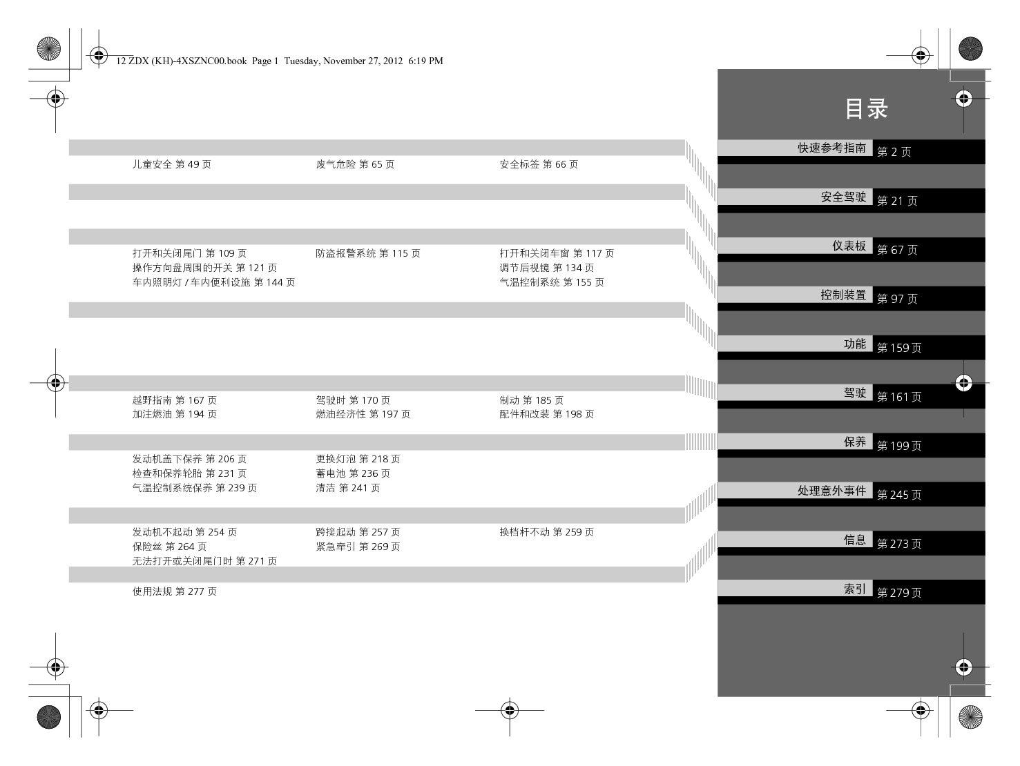 讴歌 Acura ZDX 用户手册 第1页