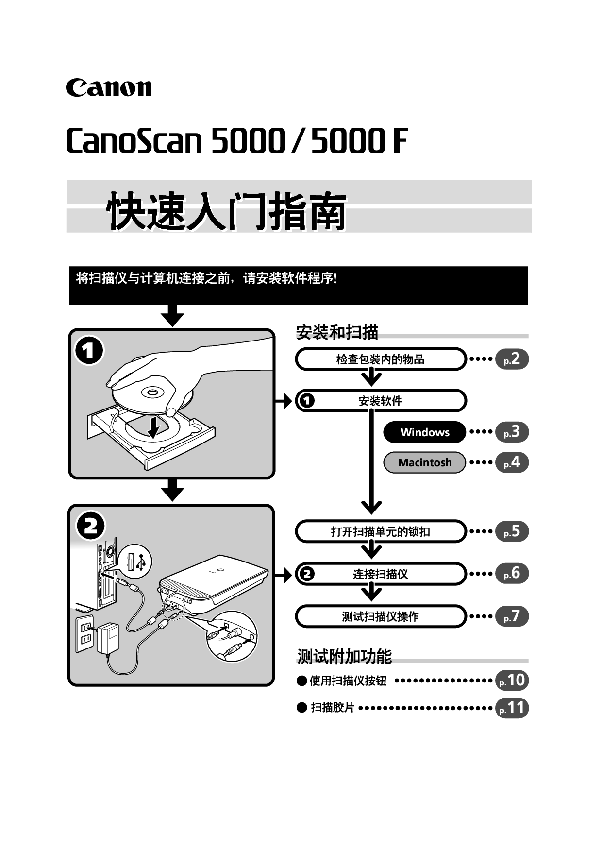 佳能 Canon CanoScan 5000 快速入门指南 封面