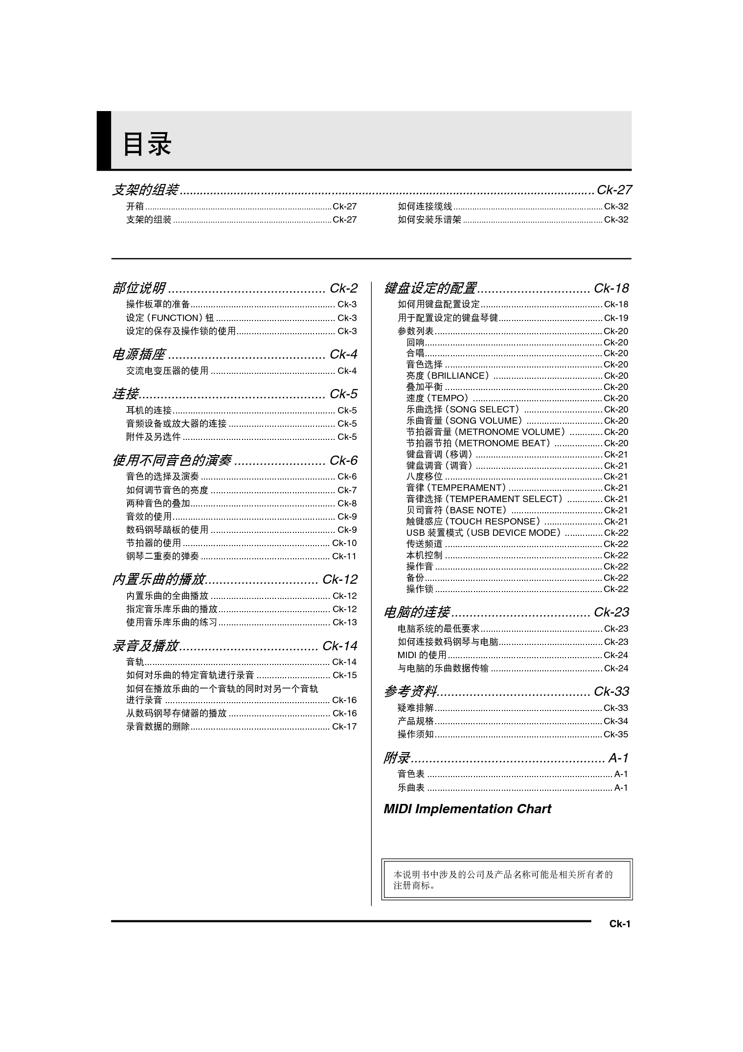卡西欧 Casio PX-735BK 使用说明书 第2页