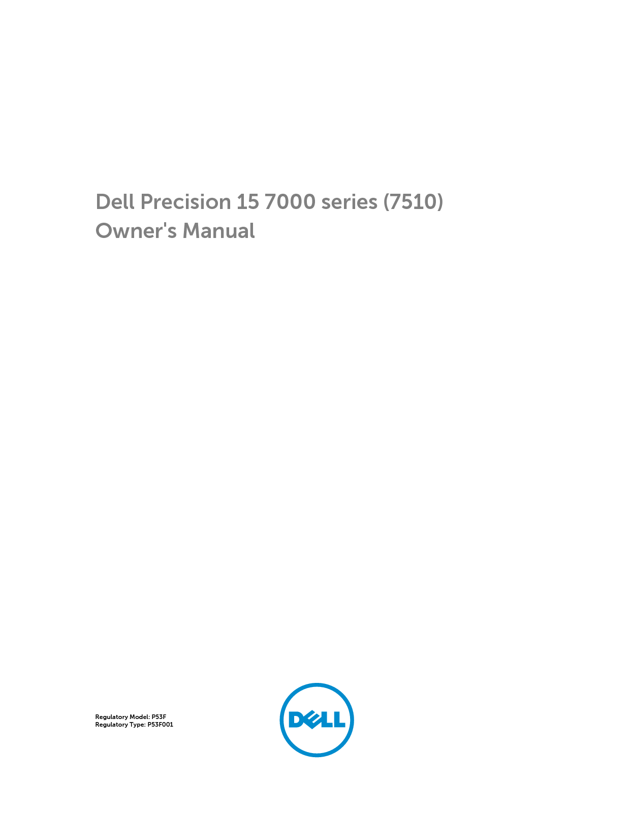 戴尔 Dell Precision 7510 用户手册 封面