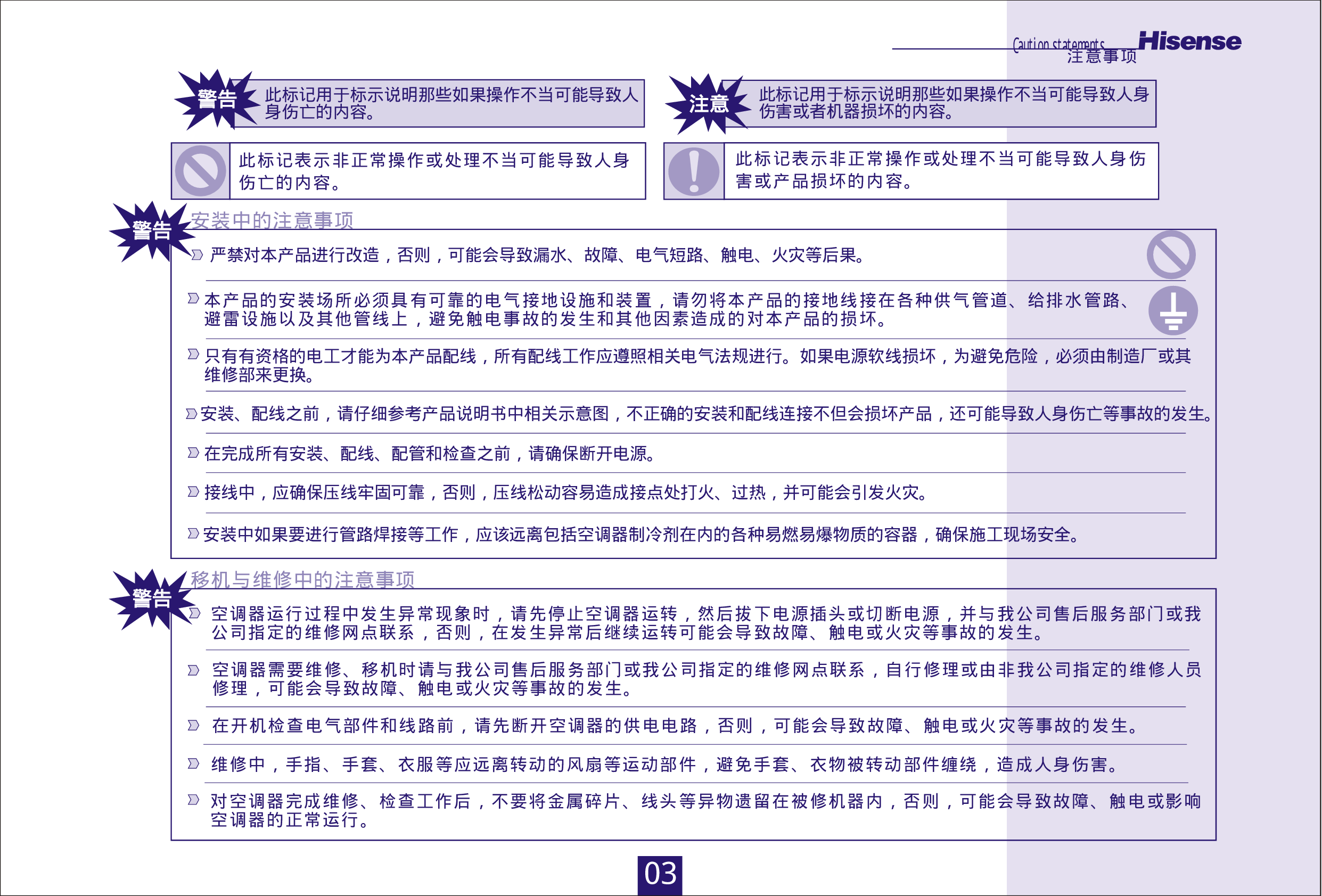 海信 Hisense KFR-26GW/08FZBpC 使用说明书 第2页