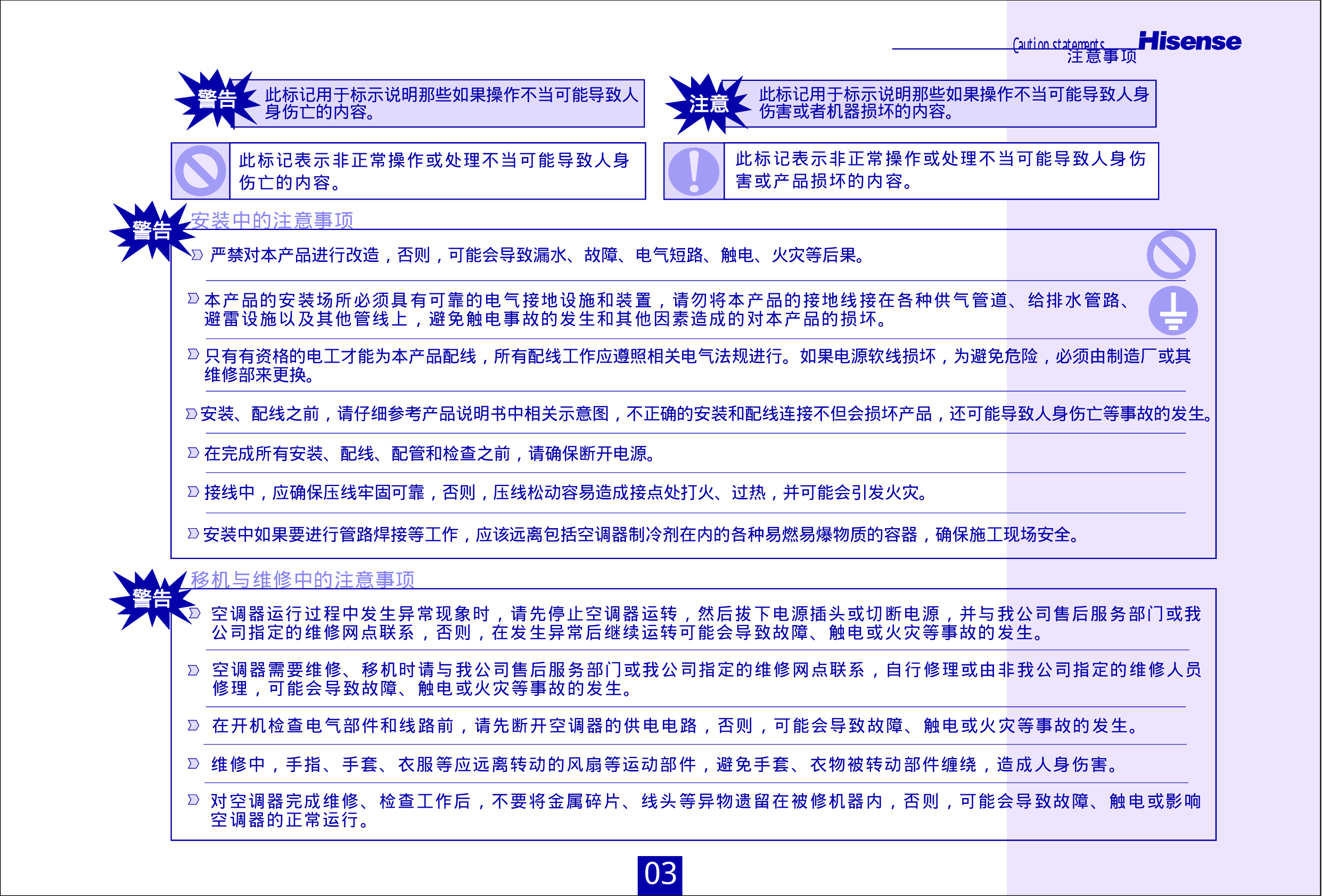 海信 Hisense KFR-26GW/58Bp 使用说明书 第2页