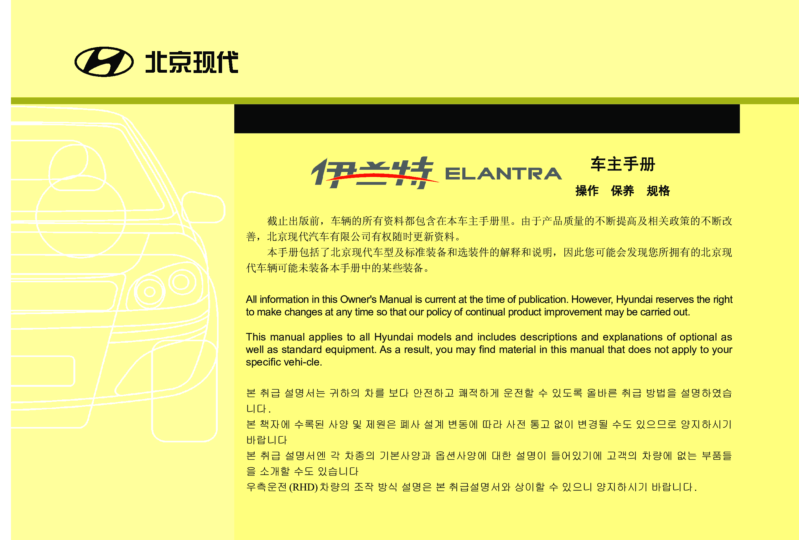 现代 Hyundai ELANTRA 伊兰特 2013 使用手册 第2页