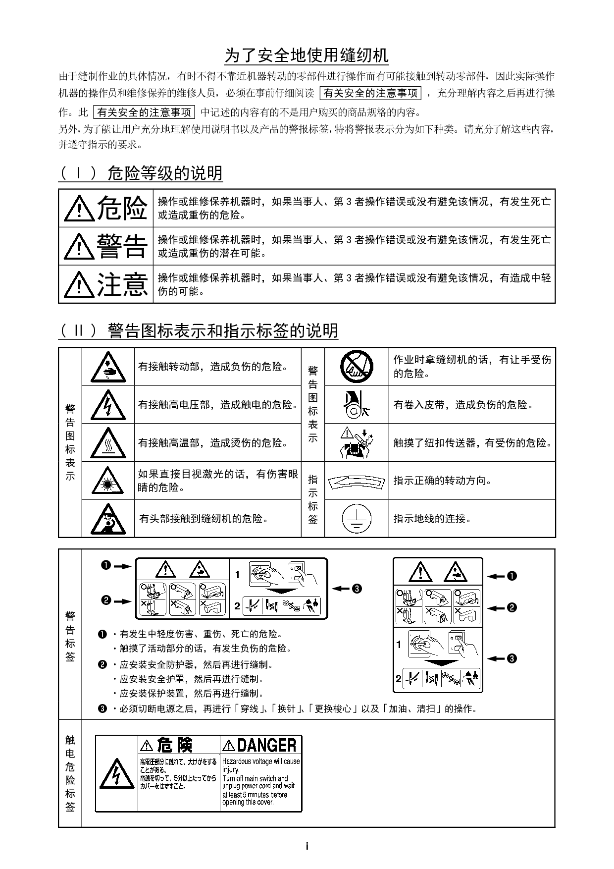 重机 Juki AMS-224EN/IP-420 安全注意事项 使用说明书 第1页
