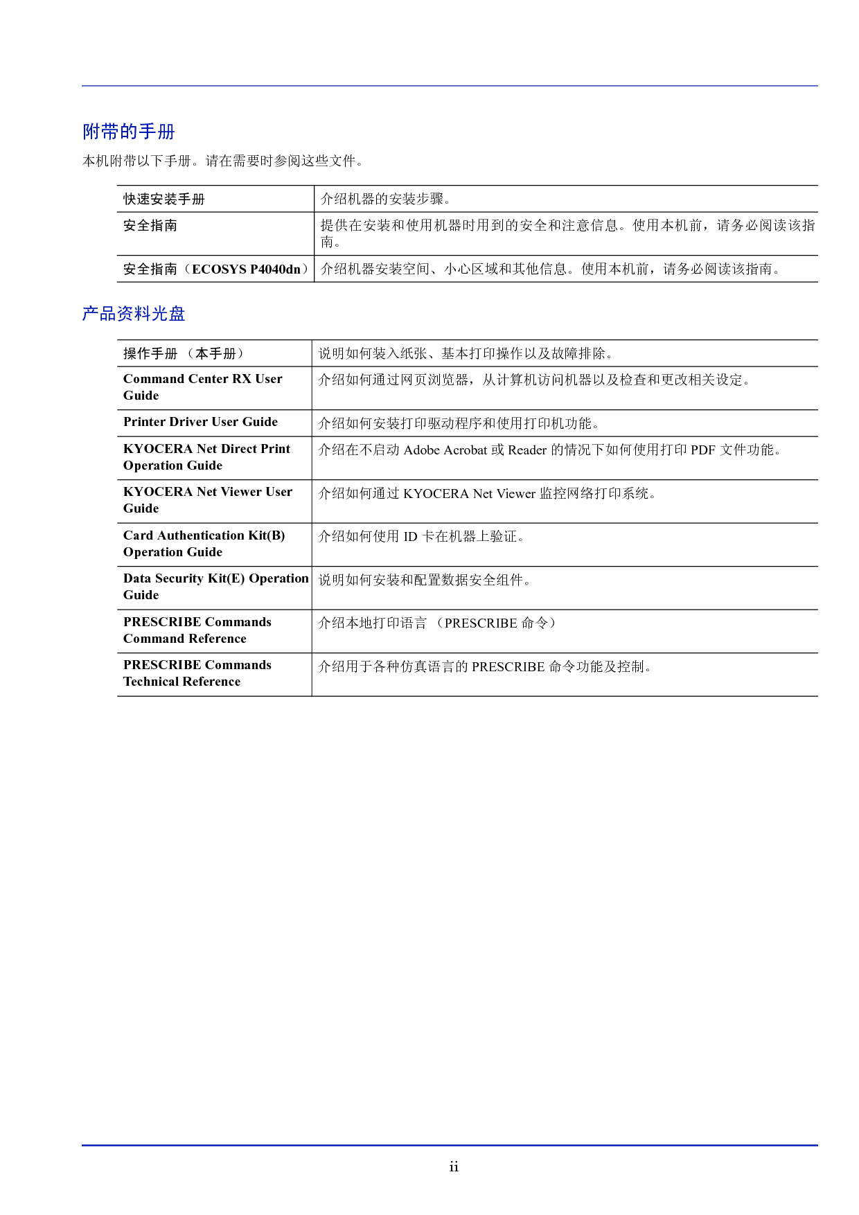 京瓷 Kyocera ECOSYS P4040dn 操作手册 第2页