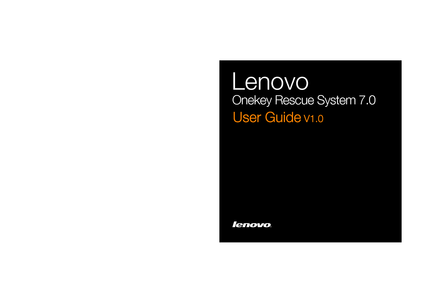 联想 Lenovo Onekey Rescue System 7.0, 一键恢复系统 7.0 用户指南 封面