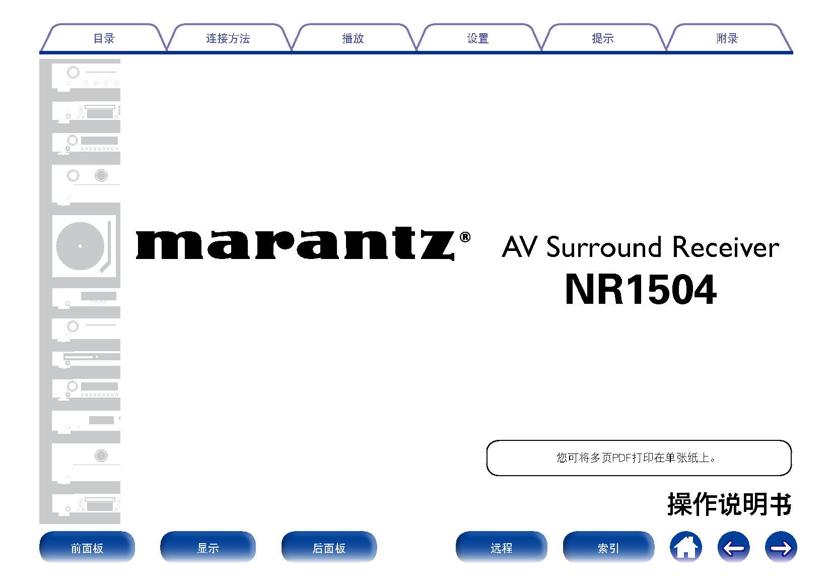 马兰士 Marantz NR1504 使用说明书 封面