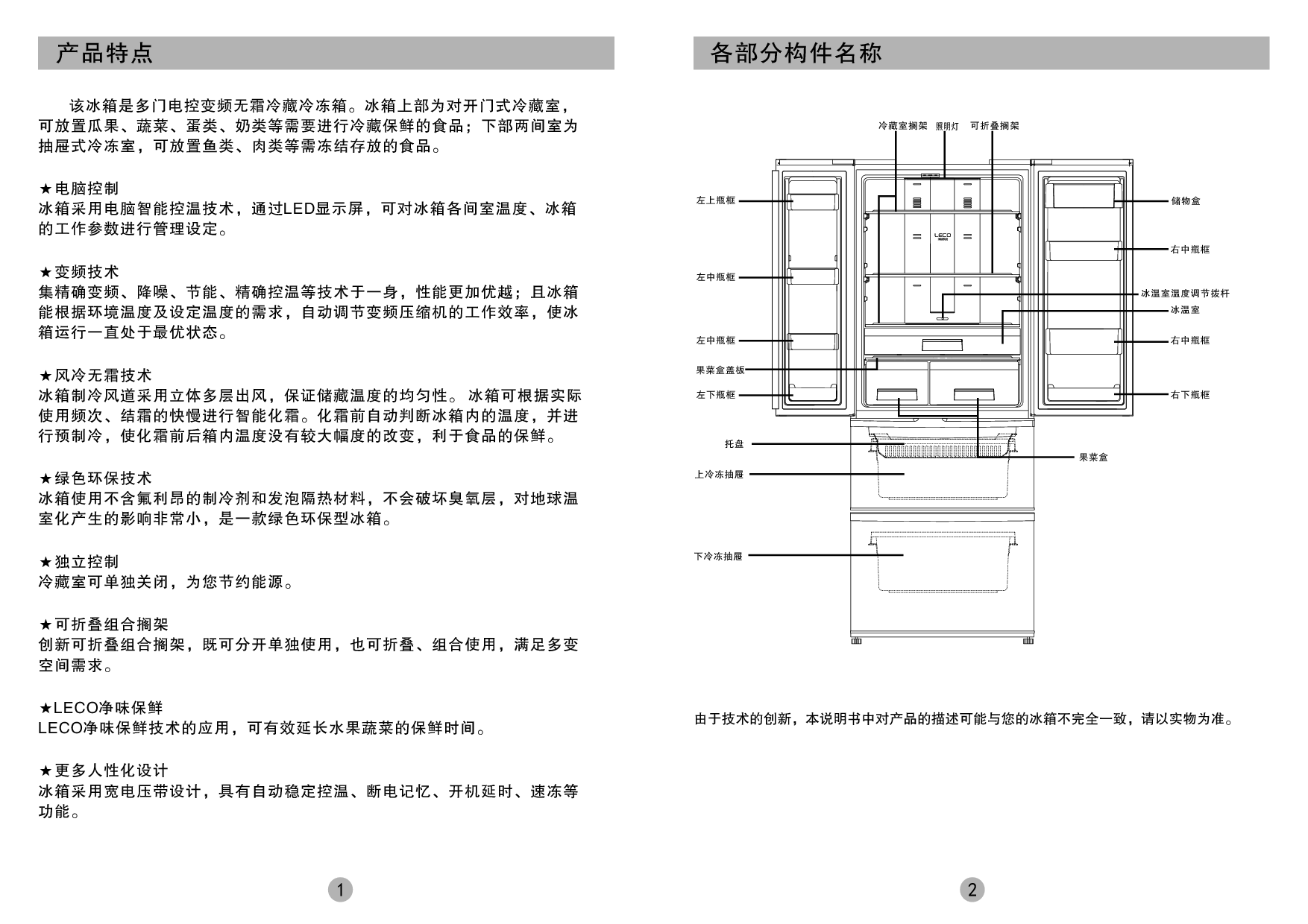 美菱 Meiling BCD-405WPBH 使用说明书 第2页