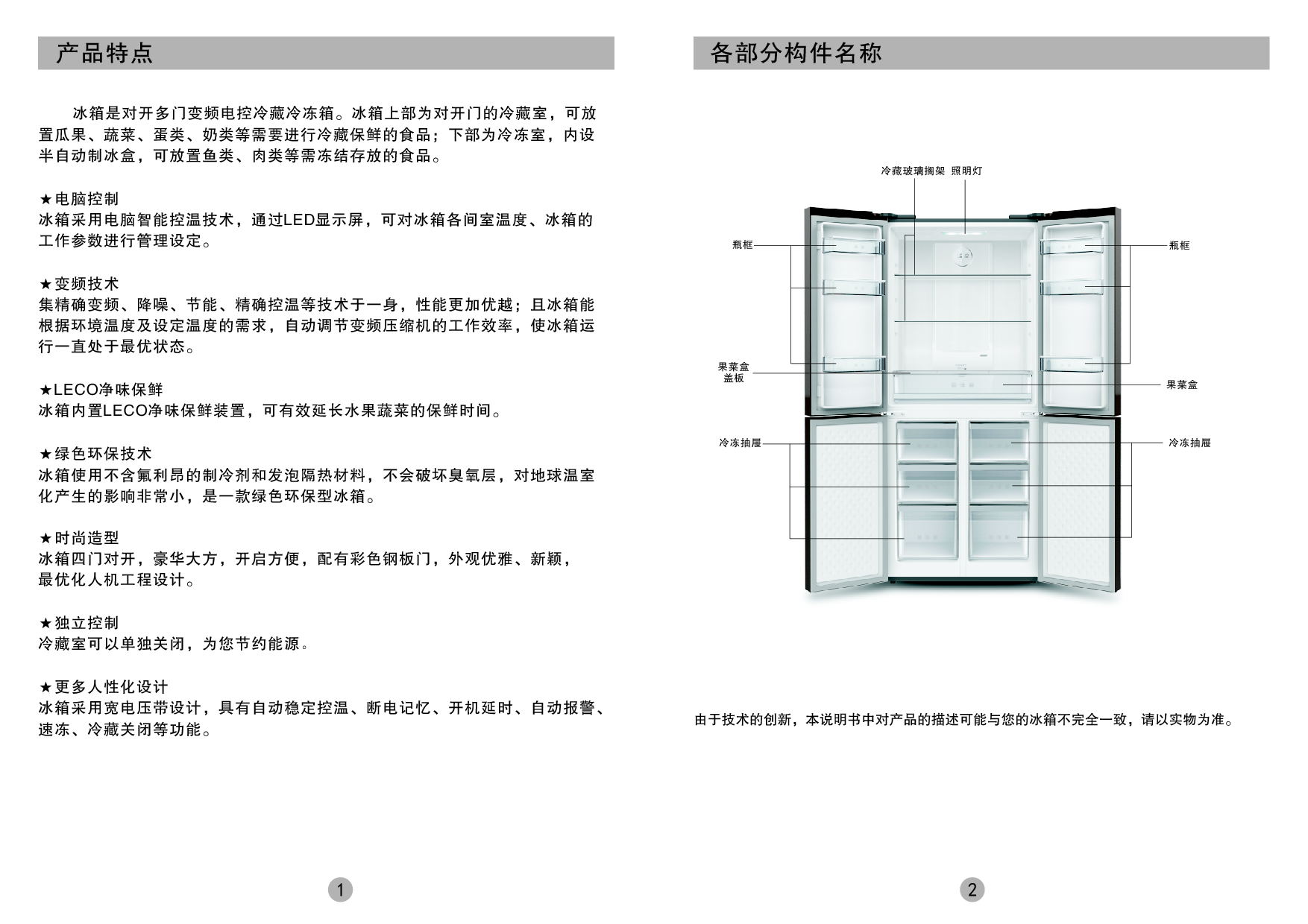 美菱 Meiling BCD-442WPBH 使用说明书 第2页