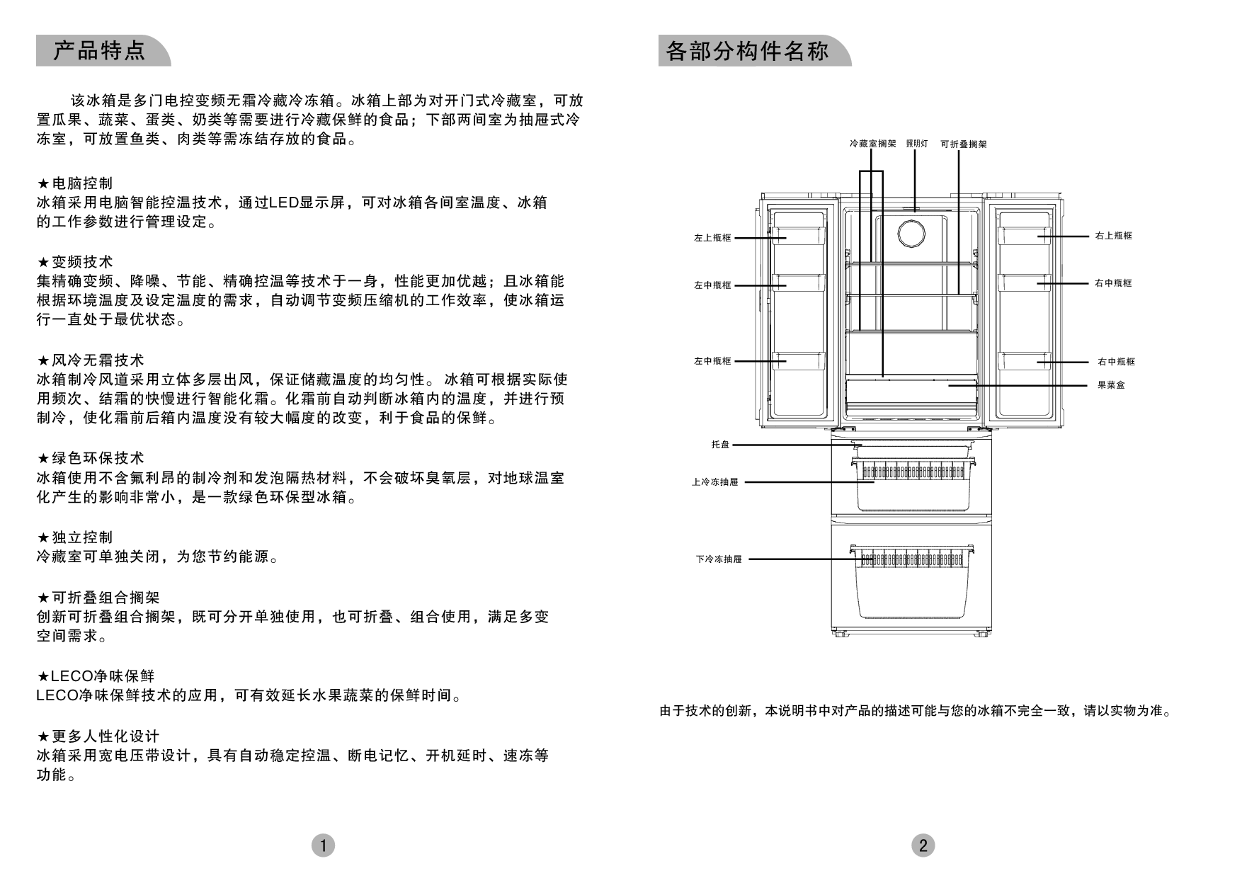 美菱 Meiling BCD-362WPB 使用说明书 第2页
