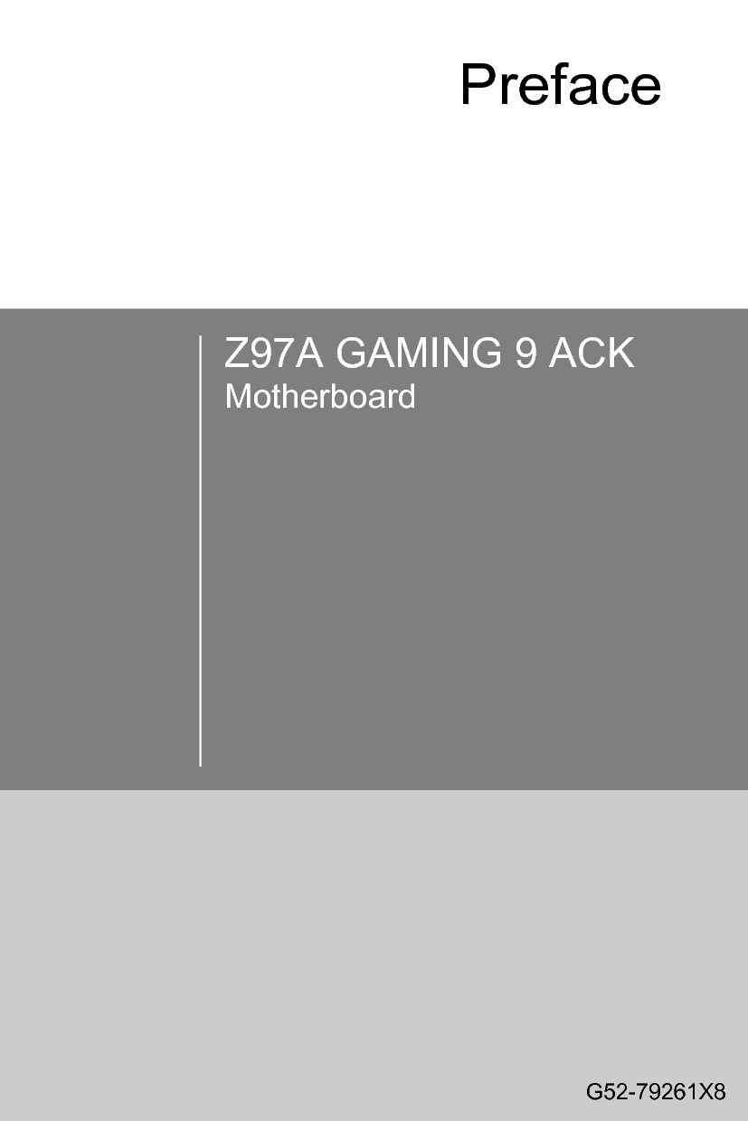 微星 MSI Z97A GAMING 9 ACK 用户手册 封面