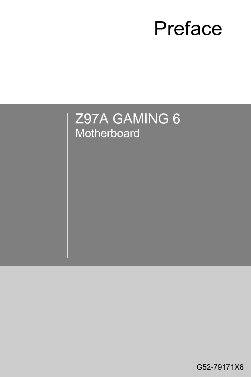 微星 MSI Z97A GAMING 6 繁体 用户手册 封面