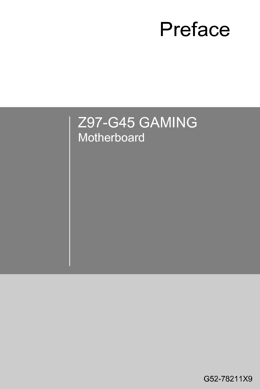微星 MSI Z97-G45 GAMING 繁体 用户手册 封面