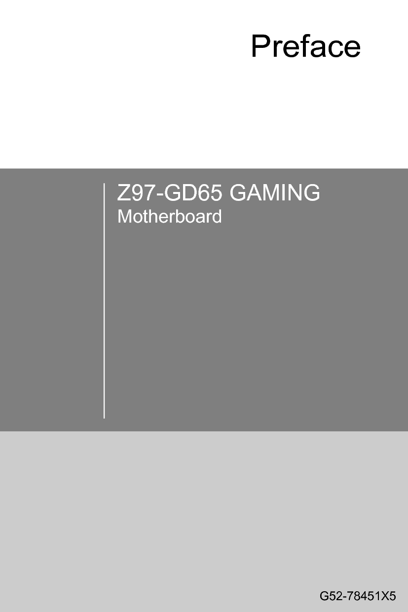 微星 MSI Z97-GD65 GAMING 繁体 用户手册 封面