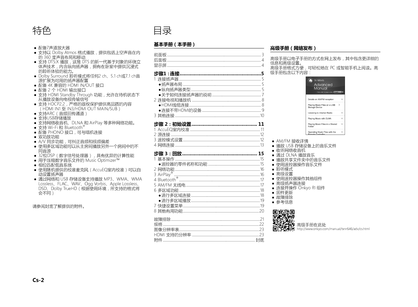 安桥 Onkyo TX-NR646 基础使用手册 第1页
