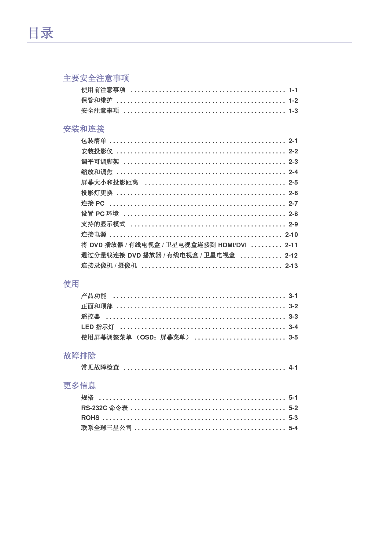 三星 Samsung SP-A600B 使用手册 第1页