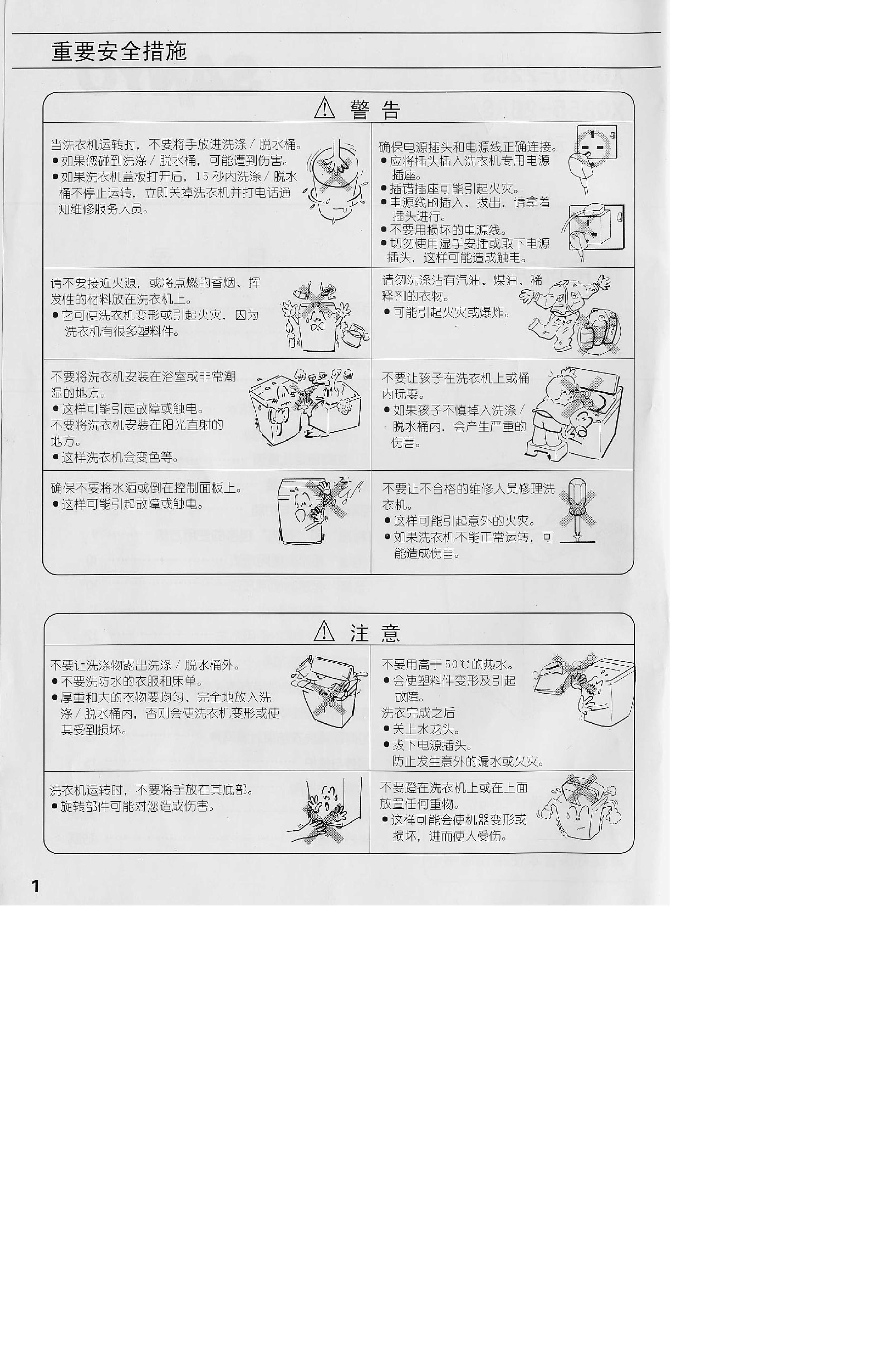 三洋 Sanyo XQB55-268S 用户指南 第1页