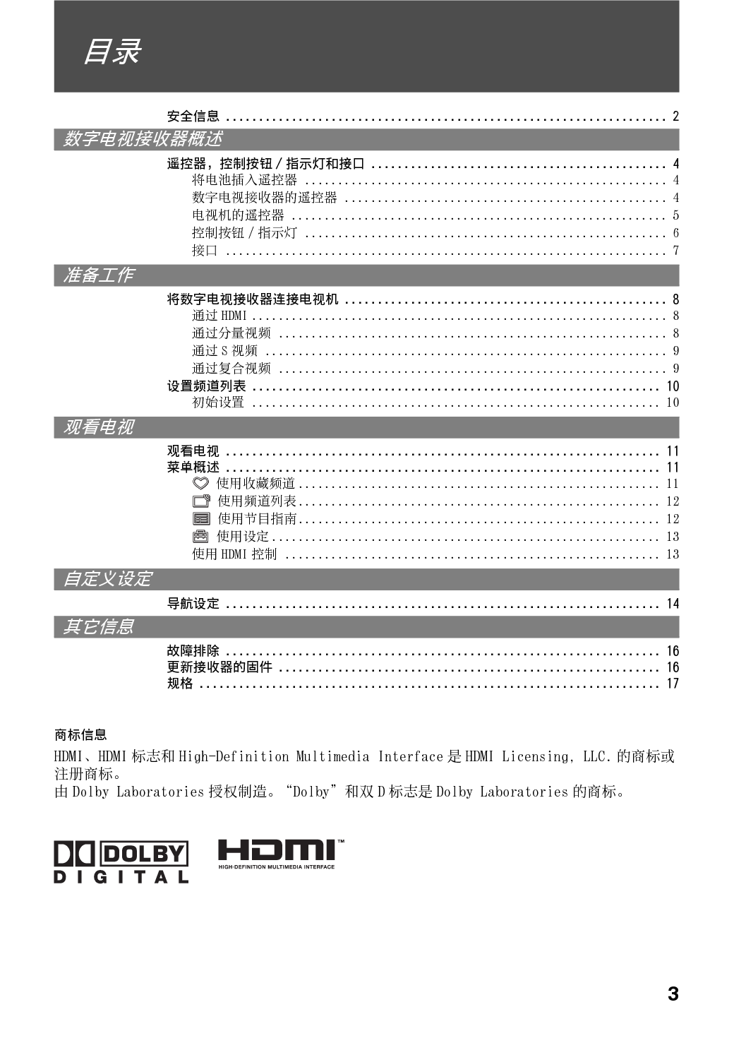 索尼 Sony DST-HD100C 使用说明书 第2页