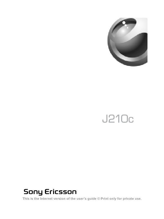 索尼爱立信 Sony Ericsson J210c 用户指南 封面
