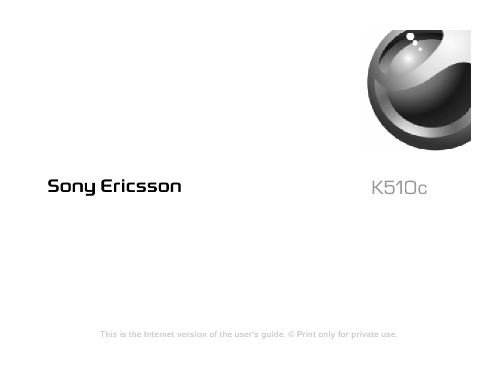 索尼爱立信 Sony Ericsson K510C 使用手册 封面