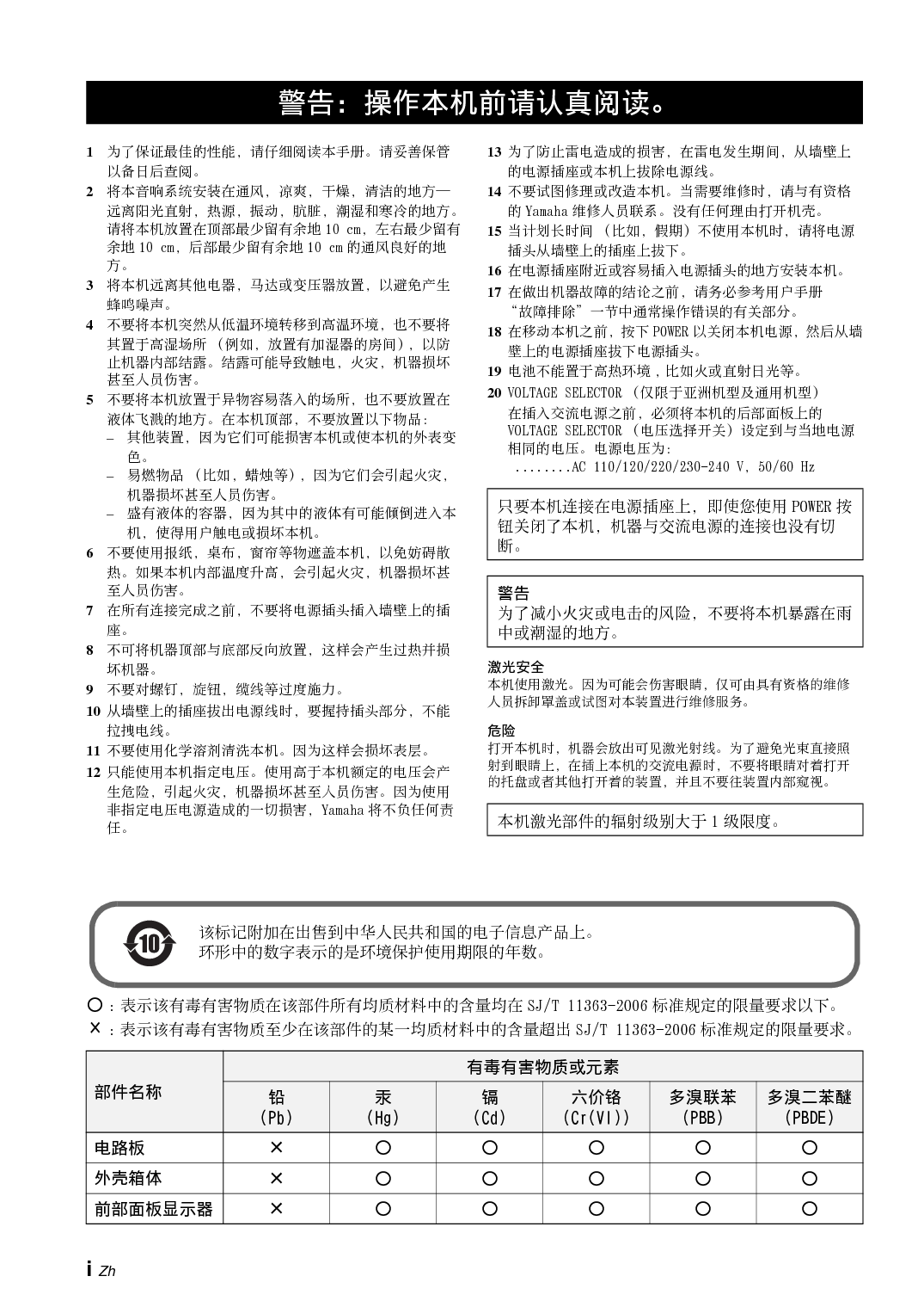 雅马哈 Yamaha CD-S700 使用说明书 第1页