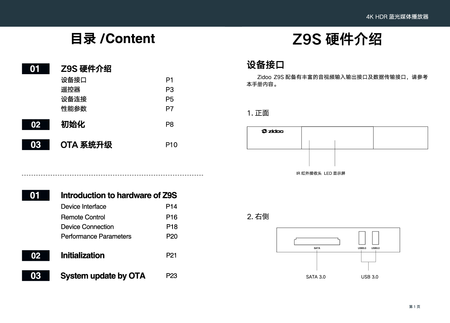 芝杜 Zidoo Z9S 使用说明书 第1页