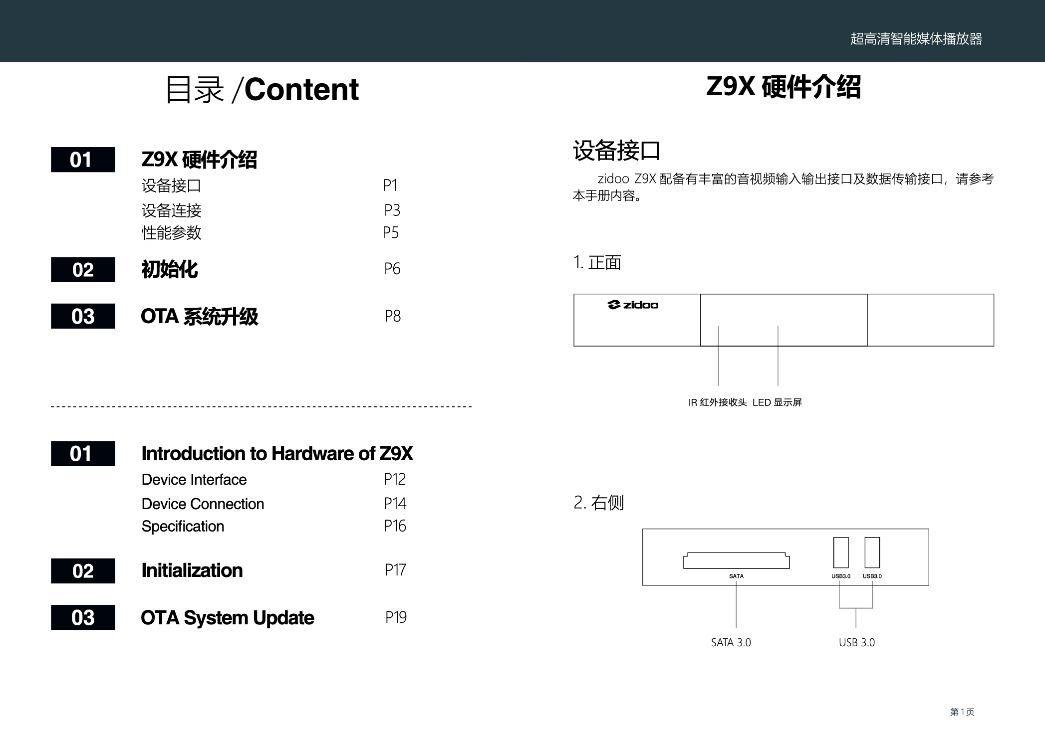 芝杜 Zidoo Z9X 使用说明书 第1页